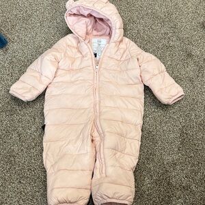 GAP Light Pink Quilted Baby Snowsuit